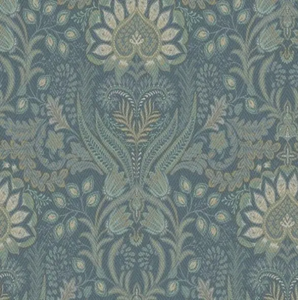 Tahini Glass Bead Paisley Wallpaper - Blue Sample 1