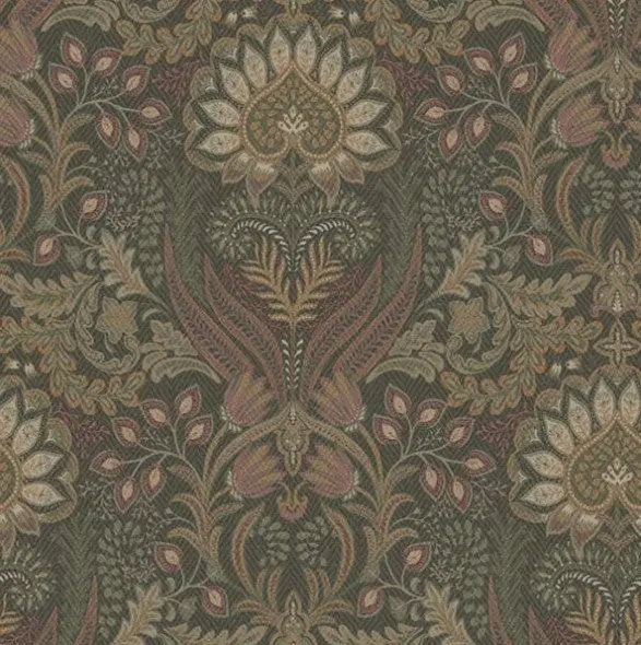 Tahini Glass Bead Paisley Wallpaper - Burnt Orange Sample 1