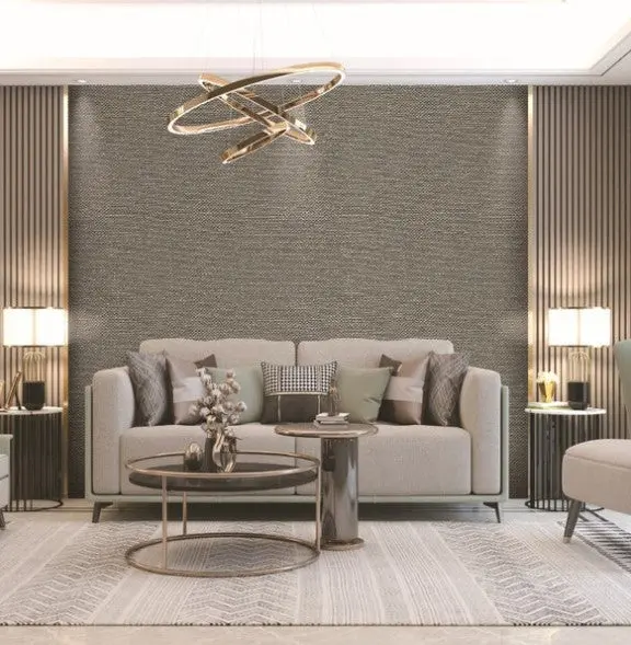Tapestry Plain Textured Wallpaper - Brown Sample 1