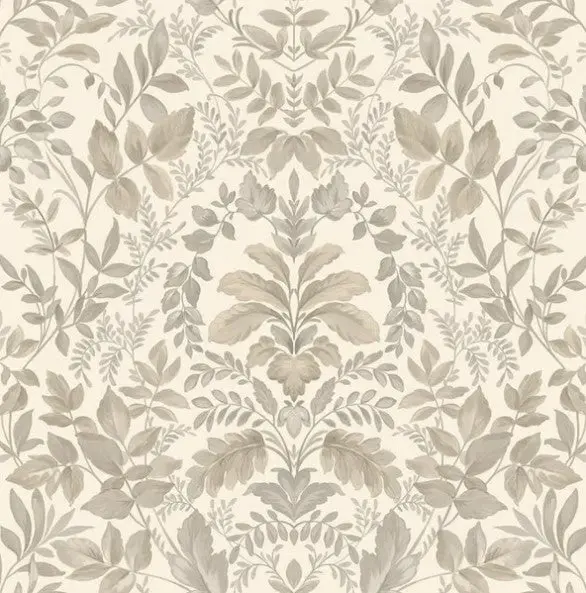 Tavira Leaf Wallpaper - Beige Sample 1