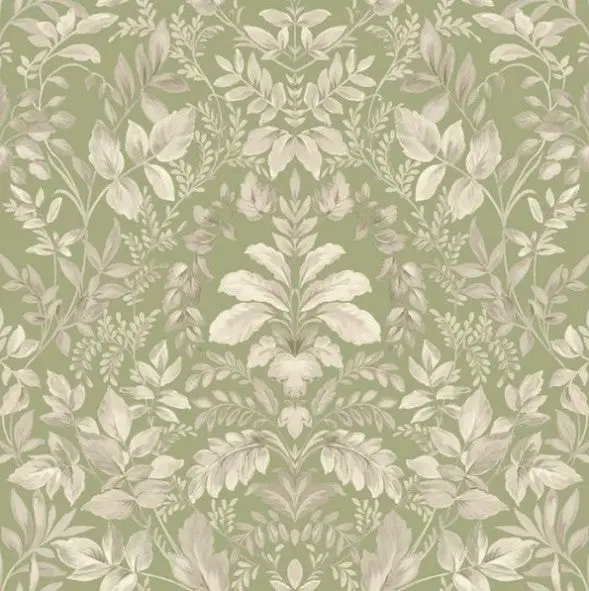 Tavira Leaf Wallpaper - Sage Sample 1