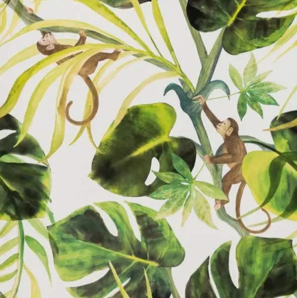 Clarke & Clarke Monkey Business Wallpaper - Natural Sample 1