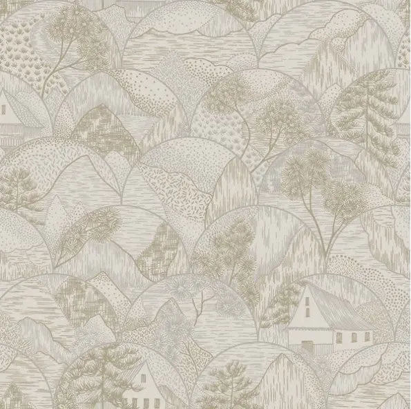 Teshio Oriental Scalloped Wallpaper Dove Sample 1