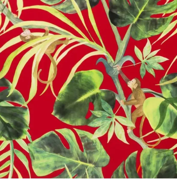 Clarke & Clarke Monkey Business Wallpaper - Rouge Sample 1