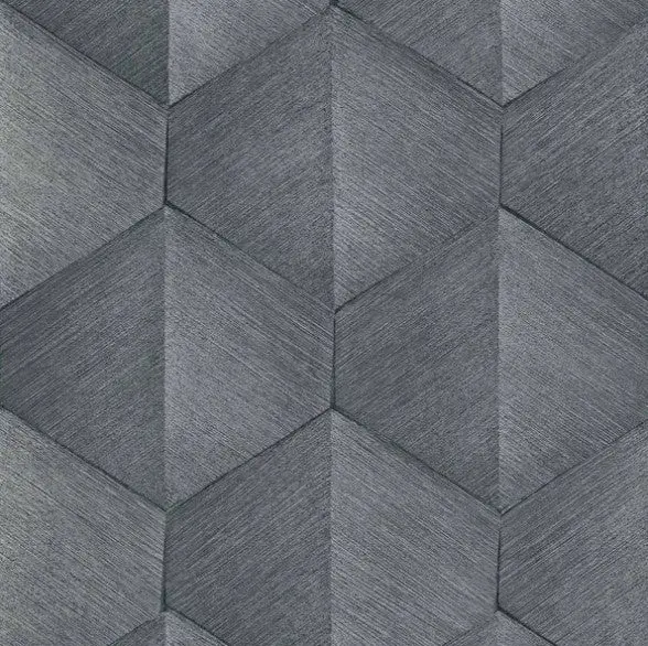 Textured Graphic Geo Wallpaper - Black Sample 1