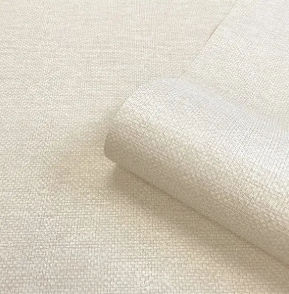 Textured Plain Metallic Wallpaper - Cream Sample 1