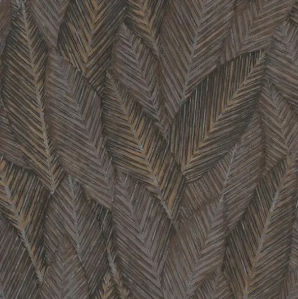 Textured Tropical Leaf Wallpaper - Copper & Brown Sample 1