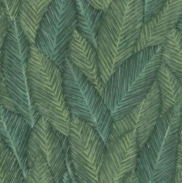 Textured Tropical Leaf Wallpaper - Green Sample 1