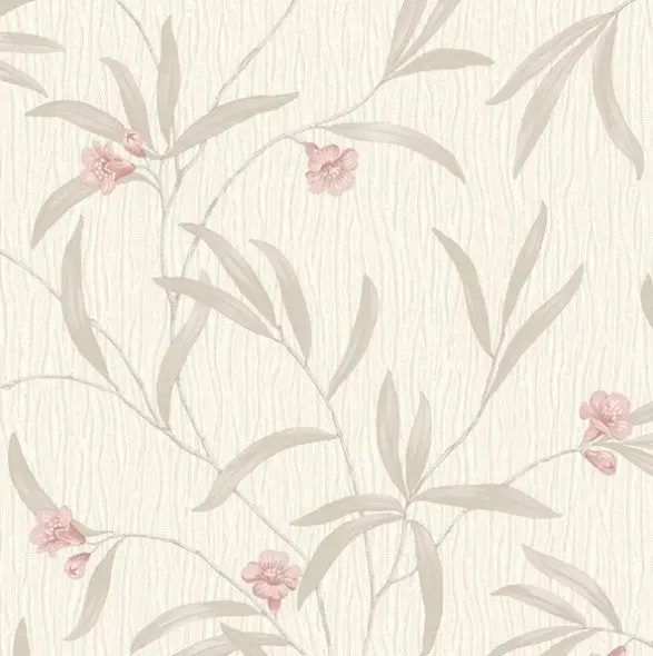Tiffany Floral Cream/ Soft Terra Red Wallpaper Sample 1