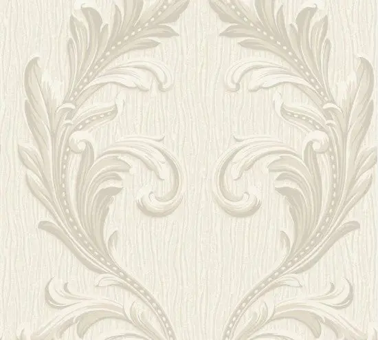 Tiffany Textured Fiore Scroll Wallpaper Cream Sample 1