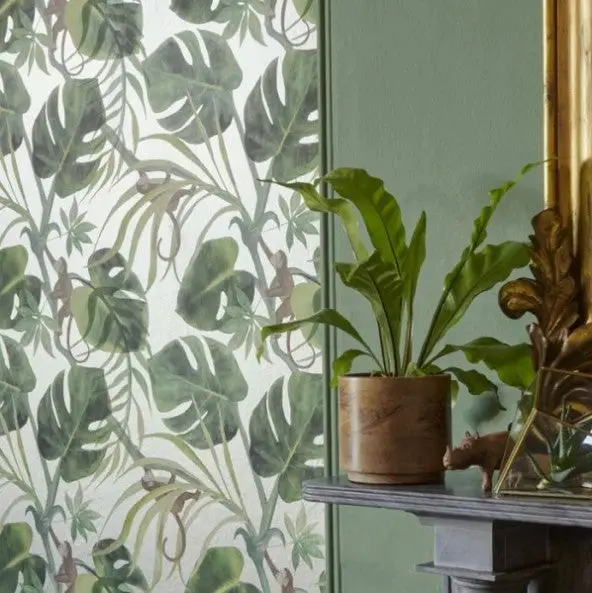 Clarke & Clarke Monkey Business Wallpaper - Ebony Sample 1