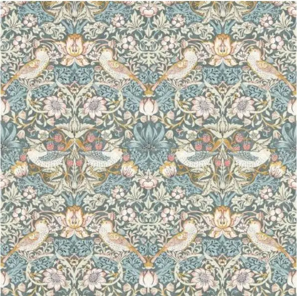Clarke & Clarke Strawberry Thief Wallpaper- Slate/Blush Sample 1