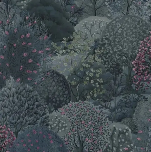 Tree Tapestry Wallpaper - Navy/Berry Sample 1