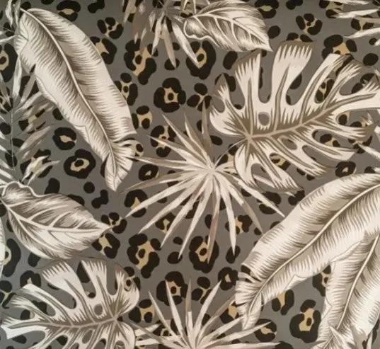 Tropical Leopard Skin Metallic Wallpaper - Chocolate/Gold Sample 1