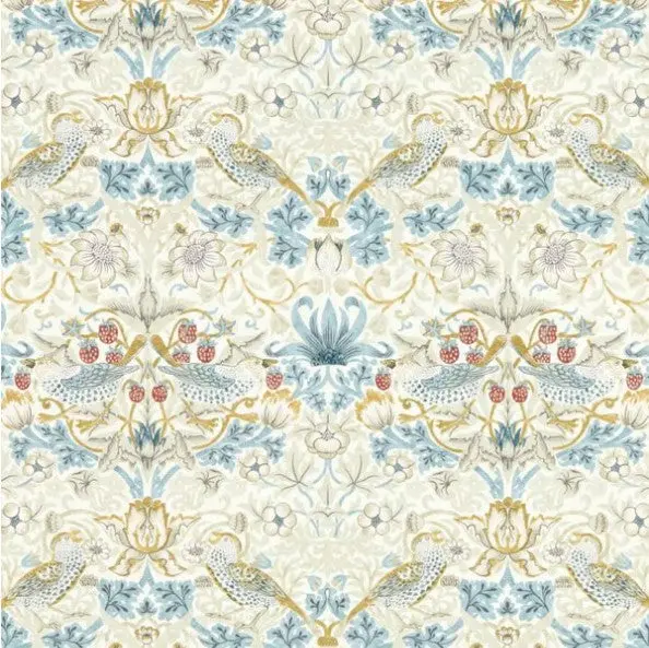 Clarke & Clarke Strawberry Thief Wallpaper- Linen/Plum Sample 1