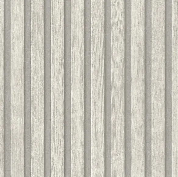 Wooden Slat 3D Wallpaper - Light Grey Sample 1