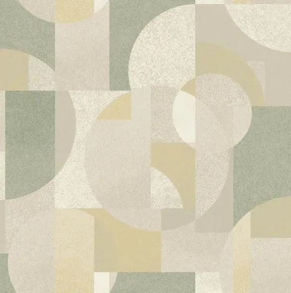 Venn Retro Geometric Printed Wallpaper Green Sample 1