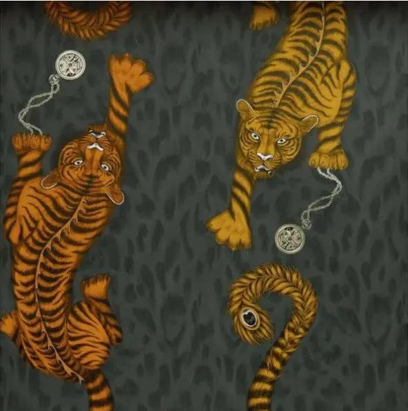 Clarke & Clarke Tigris Wallpaper- Flame Sample 1