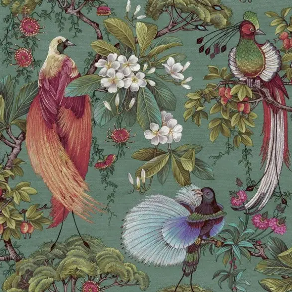 Yasuni Oriental Tropical Bird Wallpaper Green Sample 1