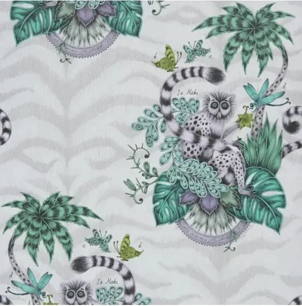 Clarke & Clarke Lemur Wallpaper- Jungle Sample 1