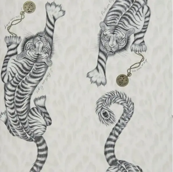 Clarke & Clarke Tigris Wallpaper- Monochrome Sample 1
