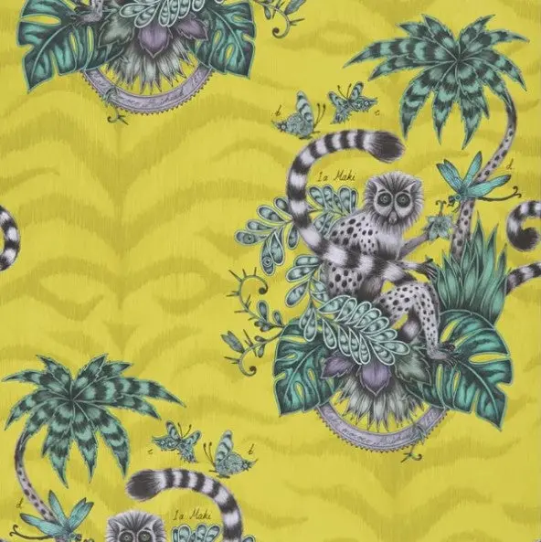 Clarke & Clarke Lemur Wallpaper- Lime Sample 1
