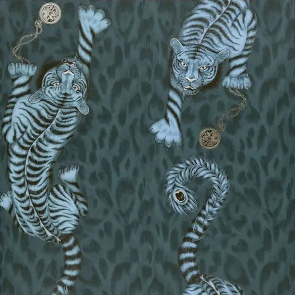 Clarke & Clarke Tigris Wallpaper- Navy Sample 1