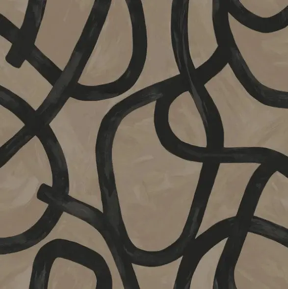 Linear Swirl Wallpaper Taupe Sample 1
