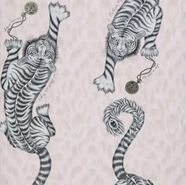 Clarke & Clarke Tigris Wallpaper- Pink Sample 1