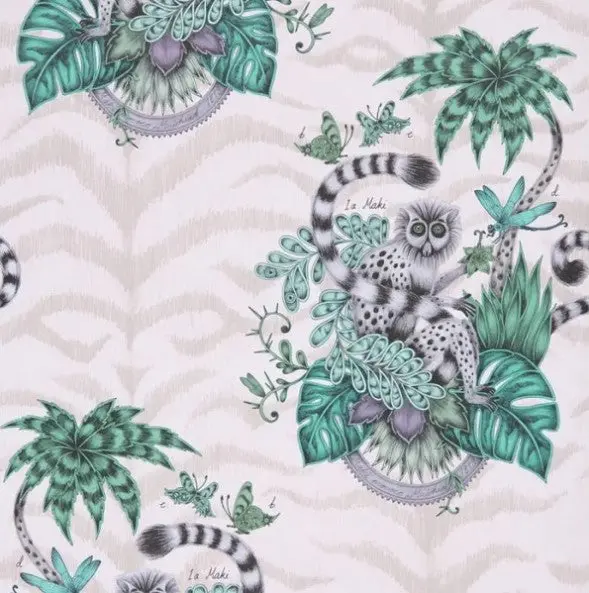 Clarke & Clarke Lemur Wallpaper- Pink Sample 1