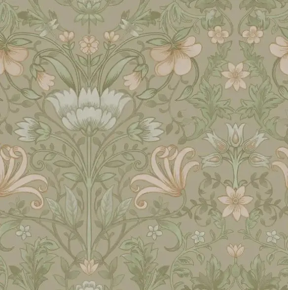 Vintage Floral Wallpaper Beige Sample 1
