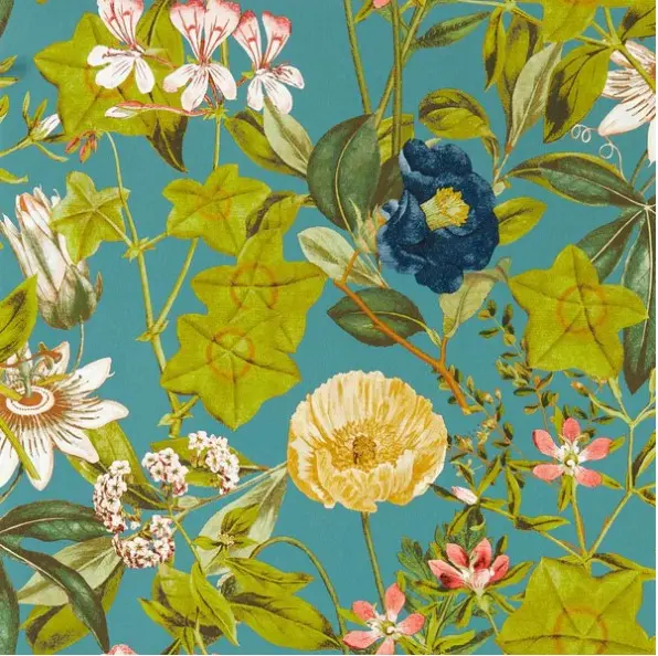 Clarke & Clarke Passiflora Wallpaper - Chambray Sample 1