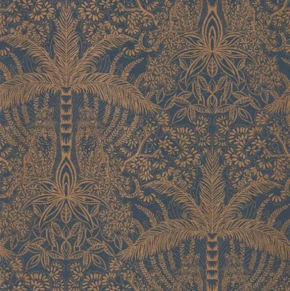 Clarke & Clarke Leopardo Wallpaper - Copper/Midnight Sample 1