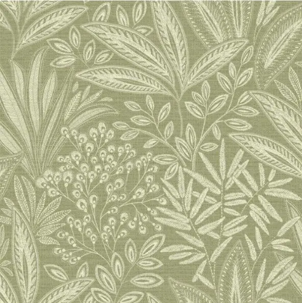 Crown Sahara Leaf Fern Wallpaper - Green Sample 1