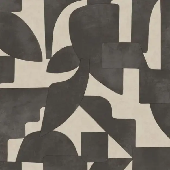 Linnet Geometric Wallpaper - Cream & Charcoal Sample 1
