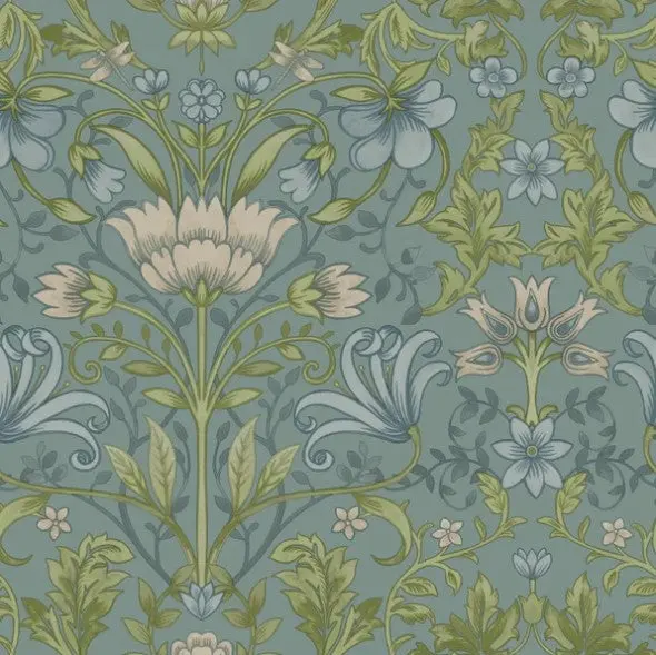 Emiliana Vintage Floral Soft Blue Wallpaper Sample 1