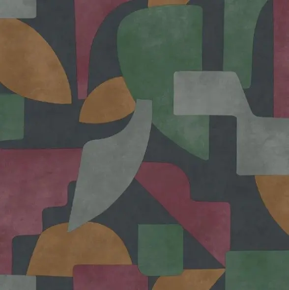 Linnet Geometric Wallpaper - Navy & Berry Sample 1
