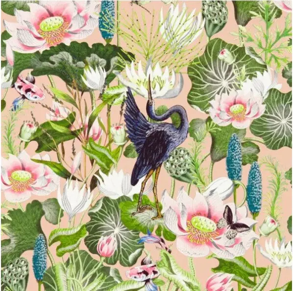 Clarke & Clarke Waterlily Wallpaper - Blush Sample 1