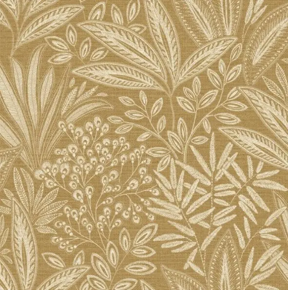 Crown Sahara Leaf Fern Wallpaper - Ochre Sample 1