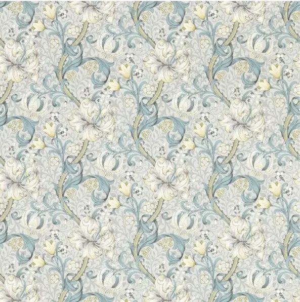 Clarke & Clarke Golden Lily Wallpaper - Slate/Dove Sample 1