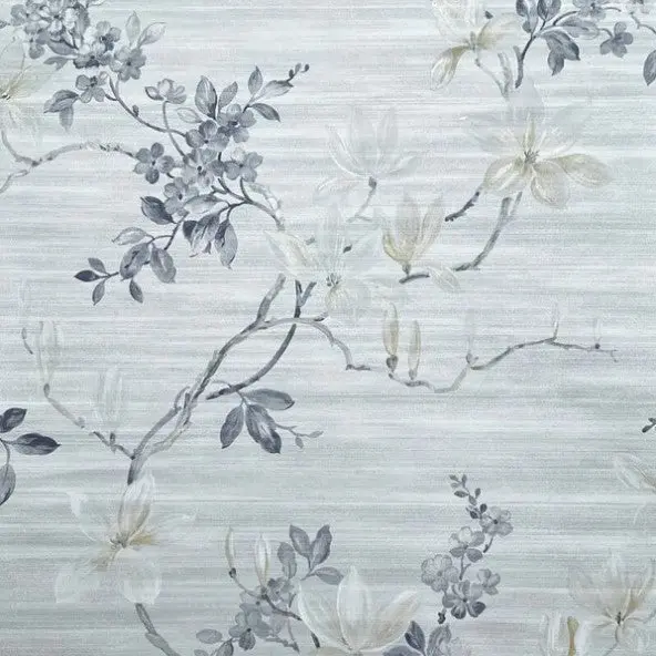 Oriental Jardin Floral Grey Wallpaper Sample 1