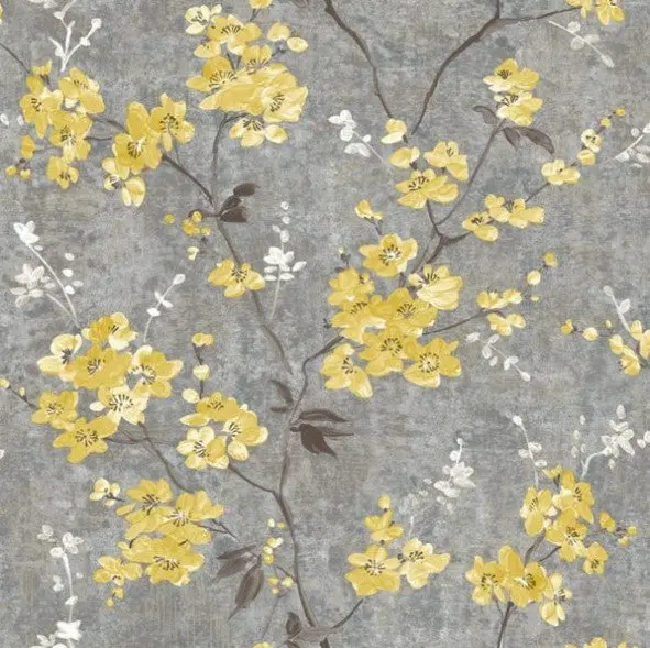 Paul Moneypenny Athene Blossom Wallpaper - Charcoal & Ochre Sample 1