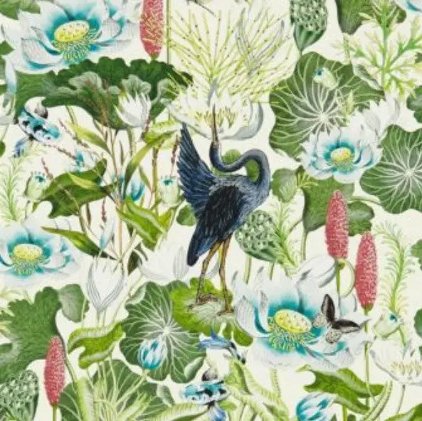 Clarke & Clarke Waterlily Wallpaper - Ivory Sample 1
