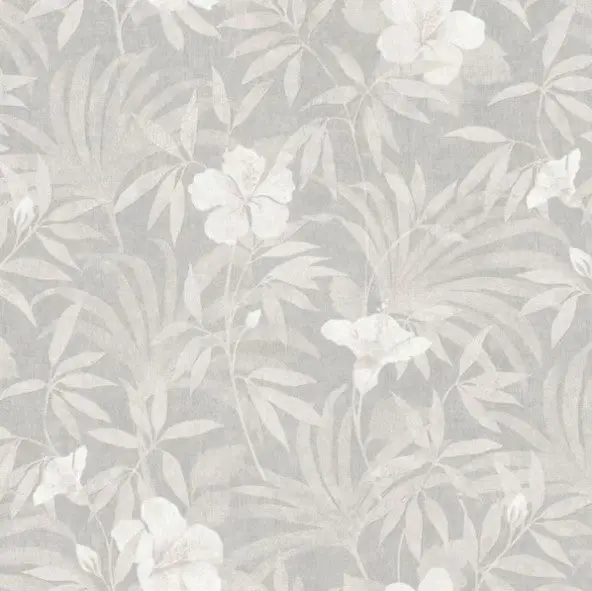 Cuba Floral Trail Wallpaper Warm Grey Sample 1