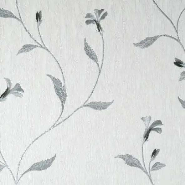 Vymura Bellagio Metallic Floral White & Silver Wallpaper Sample 1