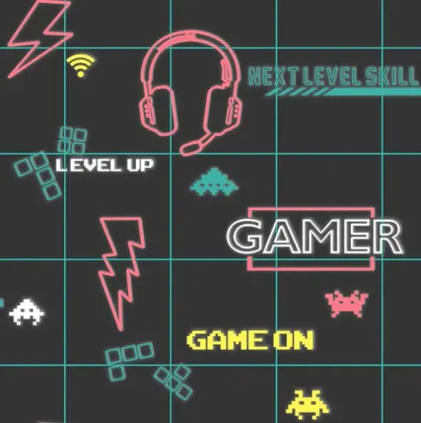Kids Gamer Wallpaper - Black/Neon Pink Sample 1