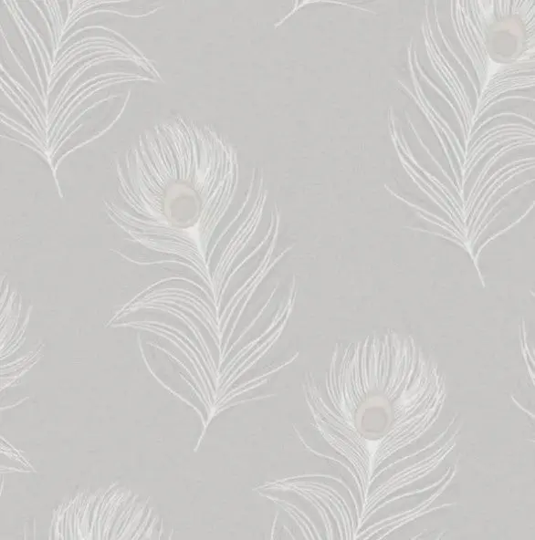 Pavona Peacock Feather Wallpaper Grey Sample 1