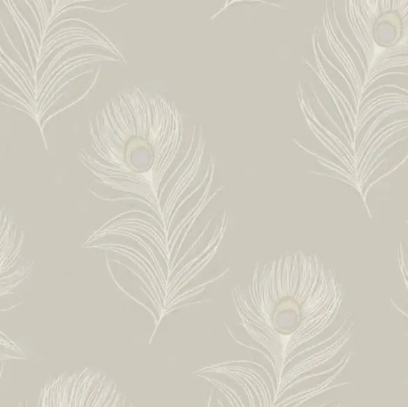 Pavona Peacock Feather Wallpaper Taupe Sample 1