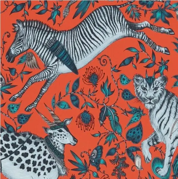 Clarke & Clarke Protea Wallpaper- Coral Sample 1