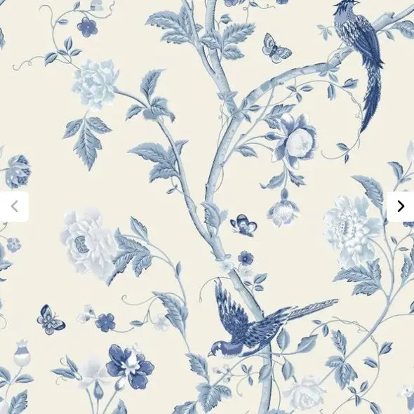 Laura Ashley Summer Palace Royal Blue Wallpaper Sample 1